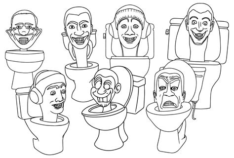 skibidi toilet colouring in|skibidy toilet colouring sheet.